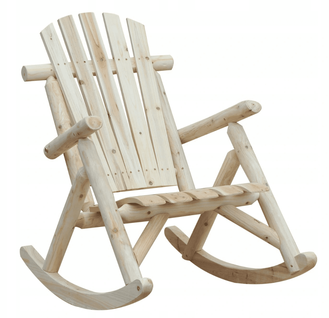 Rocking Chair Garden Fir Wood 66 x 96 x 98 cm, High Backrest, Natural Finish