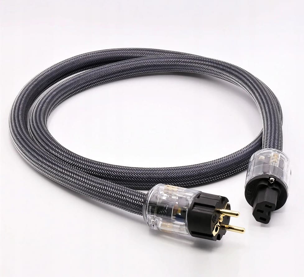 Nätkabel 1, 5m 3 x 4mm2 Schuko IEC, för Hi-Fi, skärmad jordad, 230V max 3600W