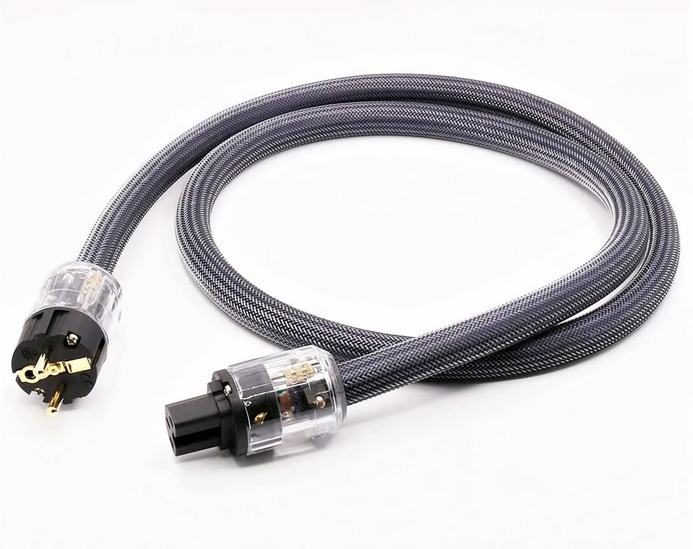 Nätkabel 1, 5m 3 x 4mm2 Schuko IEC, för Hi-Fi, skärmad jordad, 230V max 3600W
