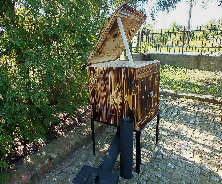Mobilt rökskåp av trä och metall för hemmabruk, vedeldat, komplett rökeri kit, handgjort, Rustic Smoke