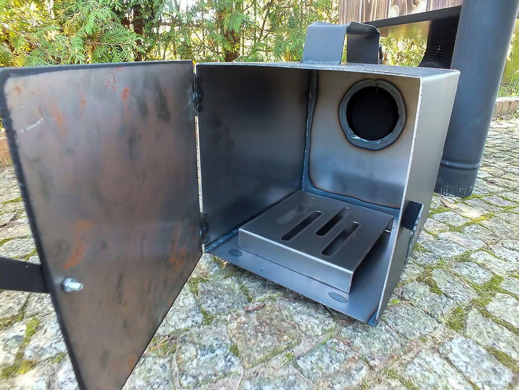Mobilt rökskåp av trä och metall för hemmabruk, vedeldat, komplett rökeri kit, handgjort, Rustic Smoke
