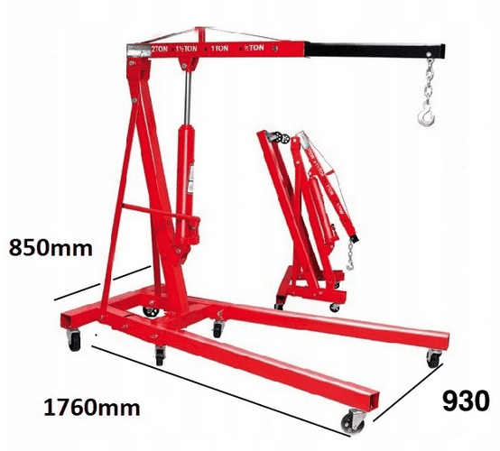 Motorflyft, kraftig verkstadskran 2000 kg med balancer, hydrauliskt, heavy duty, AppTech