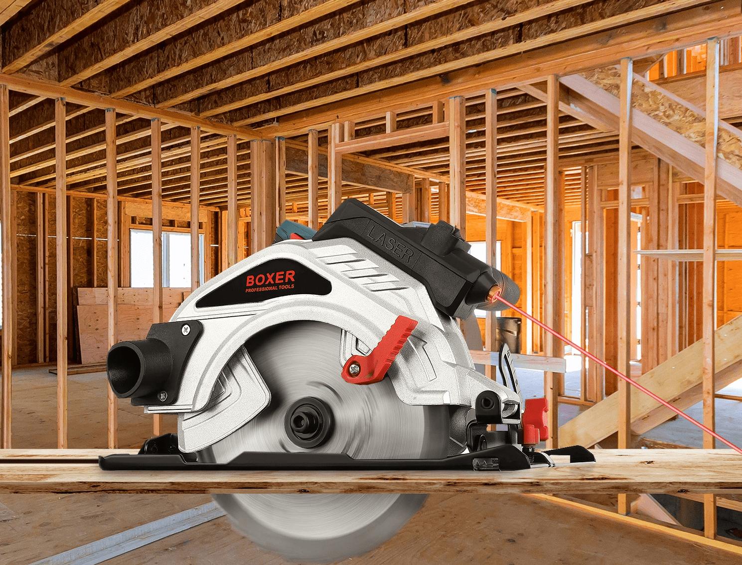 Elsåg, cirkelsåg 2850W, 230v, 5800rpm, 70 mm skärdjup, 185 mm sågskivor, laser