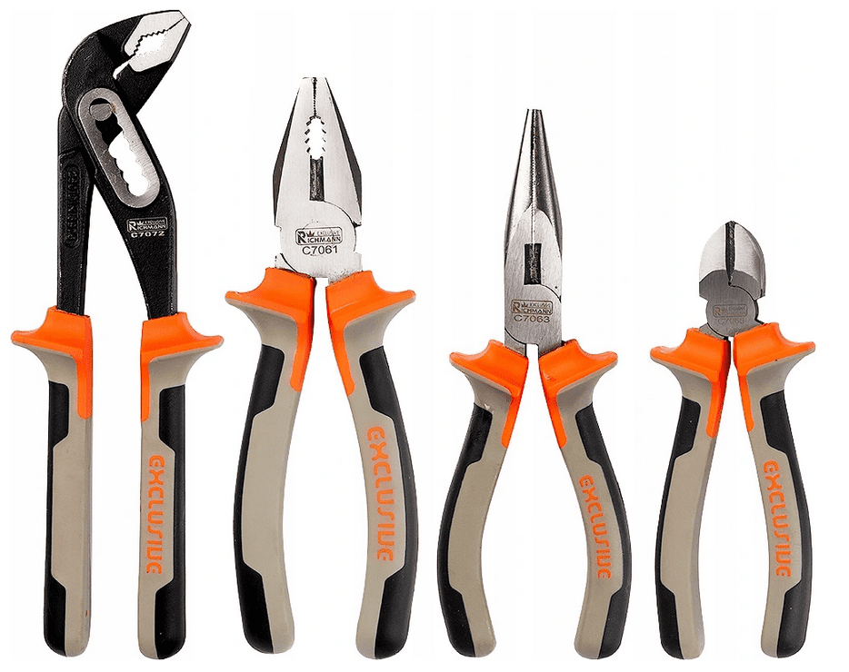 Round Mini Pliers 120 mm. Drop Forged and Hardened. Flat Spring, Satin Finish Heads Red Plastic Sleeves with Black Anti Slippery Material. .