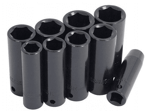 Krafthylssats 3/810-19 mm långa krafthylor, slaghylsor, 9st, Neilsen