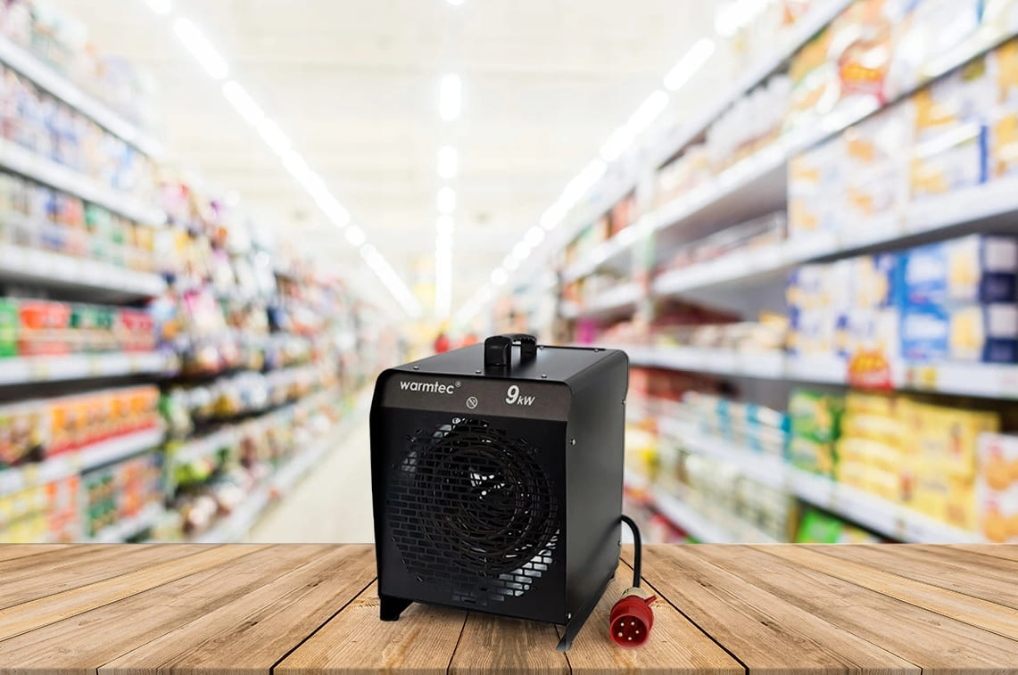 Portabel värmefläkt, byggfläkt 9 kW 400V, 845 m3/h, Warmtec