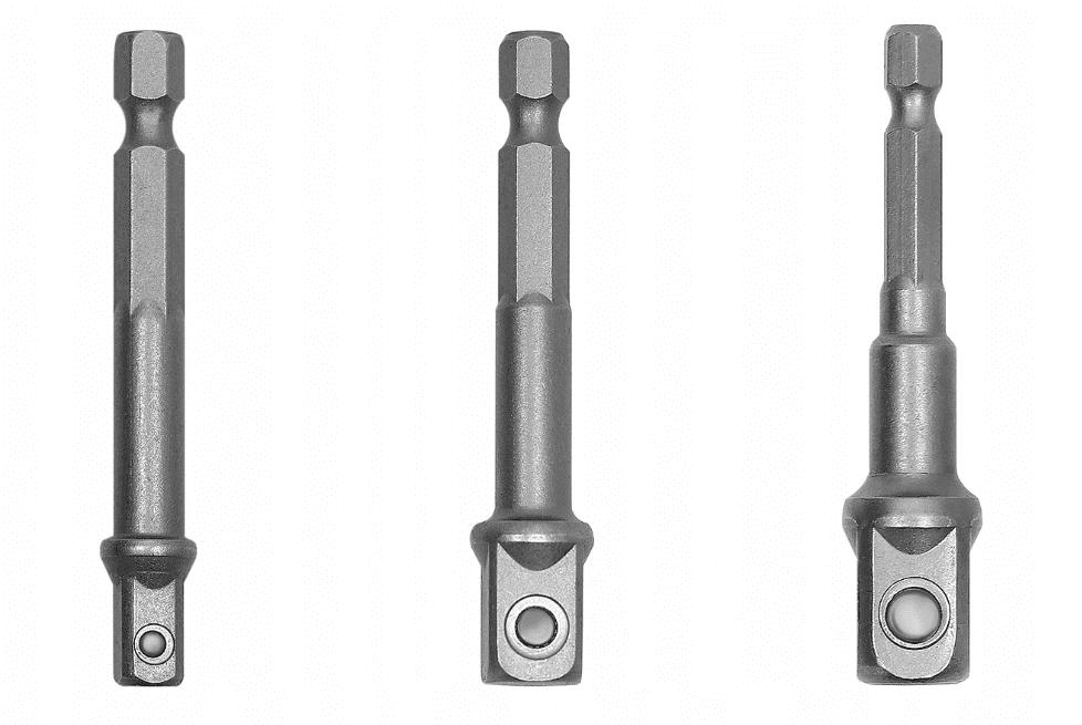 Hylsadapter 3st 1/4 till 3/8 och 1/2, adapter för hylsor, 73 mm lång