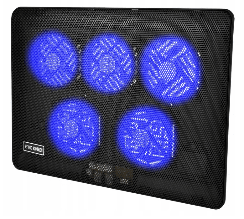 Laptop kylning, underlag med 5 kylfläktar, LED, 3 hastigheter, drivs via USB - ISO Trade