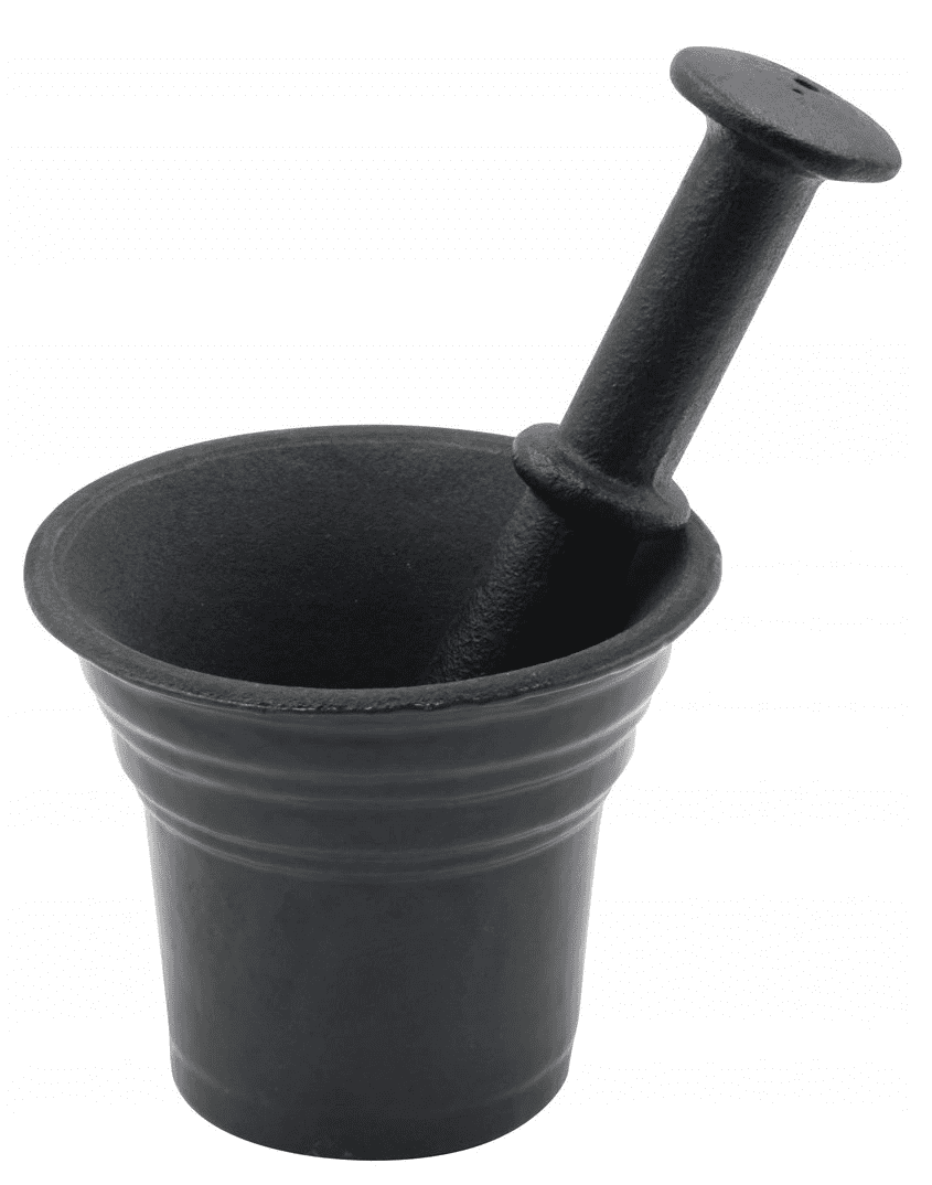 Mortel av gjutjärn, retro, med stöt, svart 9.5 cm 100gr, Kinghof