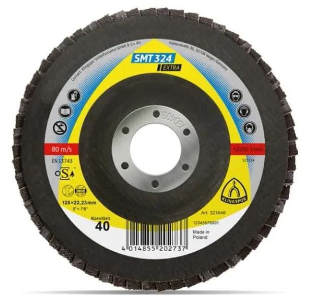 Lamellslipskiva 10st, FI=125, kornst. 80, SMT324 Extra, Klingspor