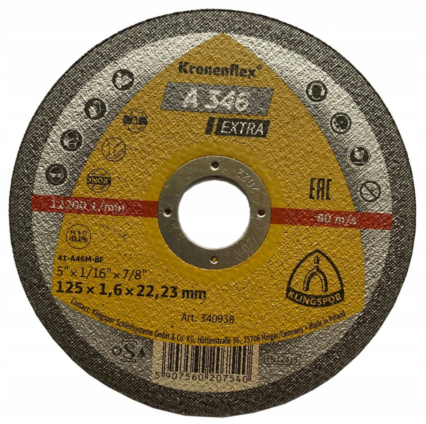 Kapskiva för metall 10st 125 x 1.6 x 22 Kroneflex A346, Klingspor