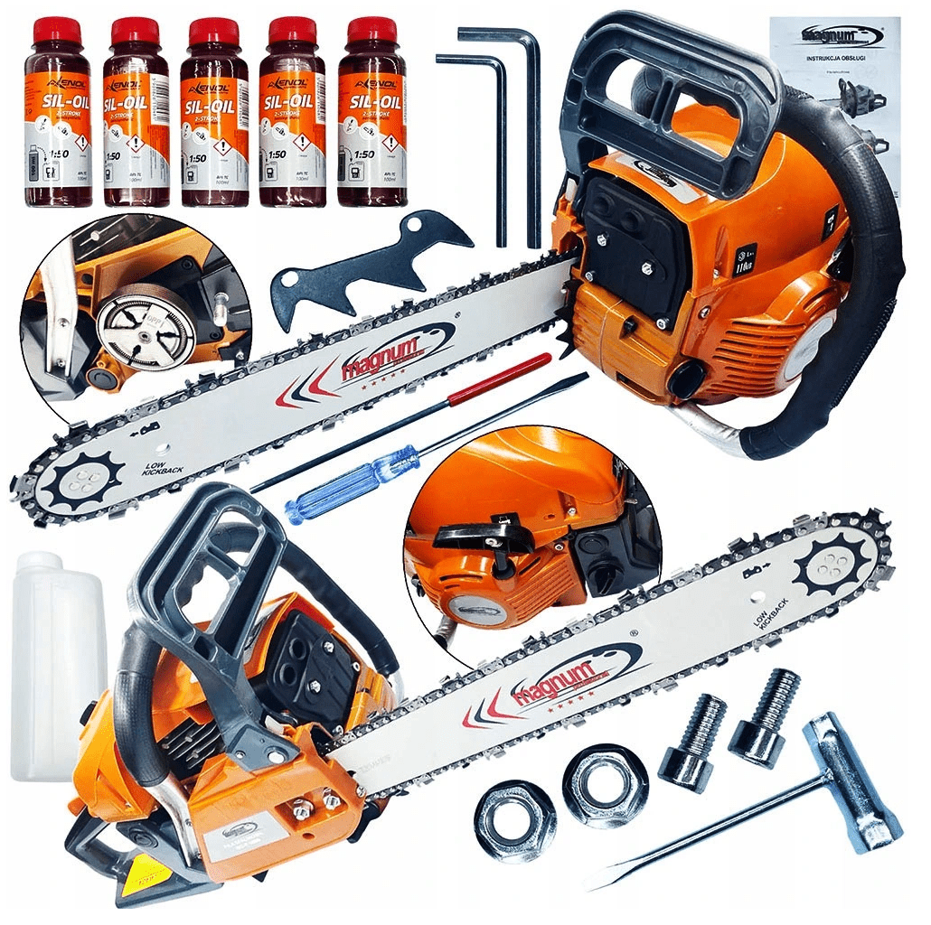 Kedjesåg, motorsåg bensindriven 40-45 cm, 5.2hk 58 cm³ inkl. tillbehör, Magnum