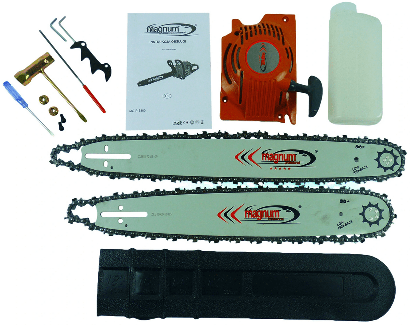 Kedjesåg, motorsåg bensindriven 40-45 cm, 5.2hk 58 cm³ inkl. tillbehör, Magnum