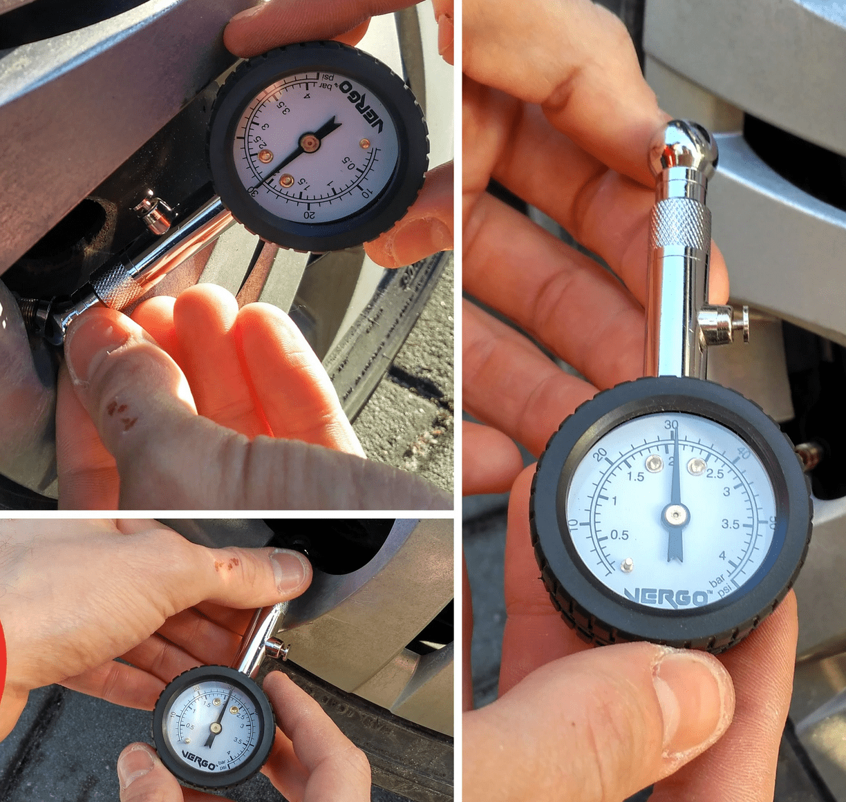 Däckstryckmätare 4bar, 60PSI, 38 mm, analog lufttrycksmätare för bildäck i metall, bra nogrannhet