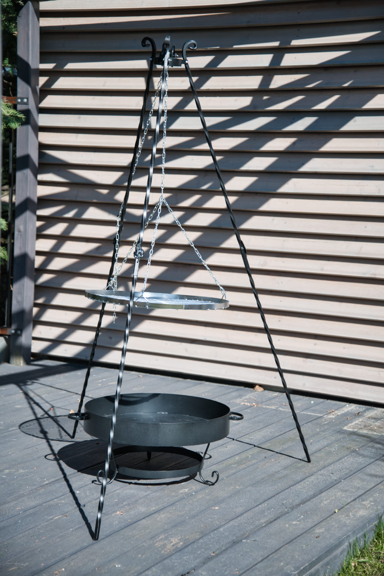 Grill, eldstad, eldkorg med lock, 55 cm
