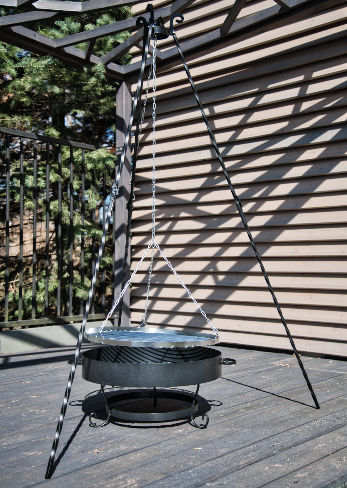 Grill, eldstad, eldkorg med lock, 55 cm