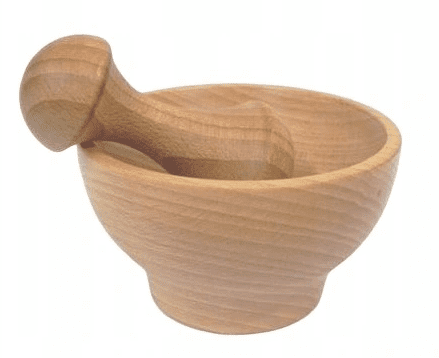 Mortel av bokträ med stöt, 10.5 cm