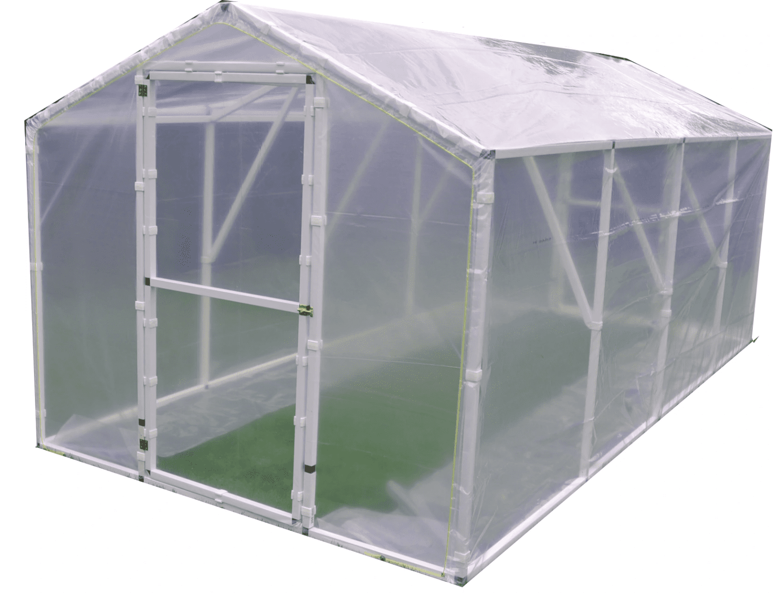 Plastväxthus Premium 4.2kvm (2 x 2x1.8m) för året runt utomhusbruk, transparent folie, dubbla dörrar