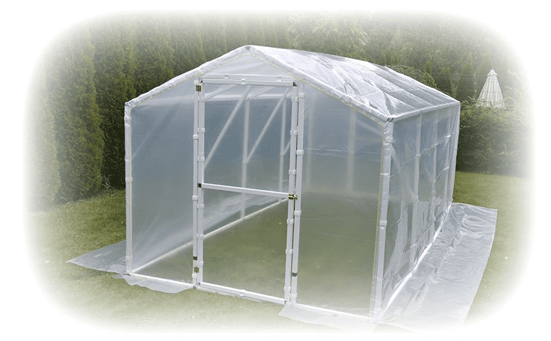 Plastväxthus Premium 4.2kvm (2 x 2x1.8m) för året runt utomhusbruk, transparent folie, dubbla dörrar