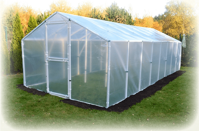 Plastväxthus Premium 4.2kvm (2 x 2x1.8m) för året runt utomhusbruk, transparent folie, dubbla dörrar