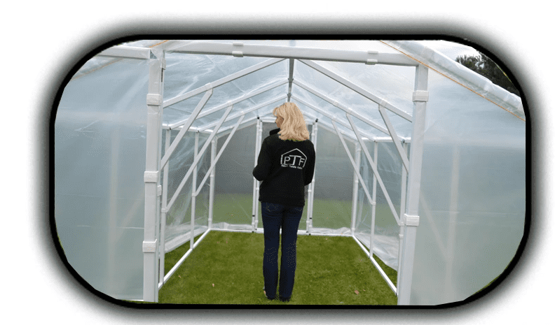 Plastväxthus Premium 4.2kvm (2 x 2x1.8m) för året runt utomhusbruk, transparent folie, dubbla dörrar