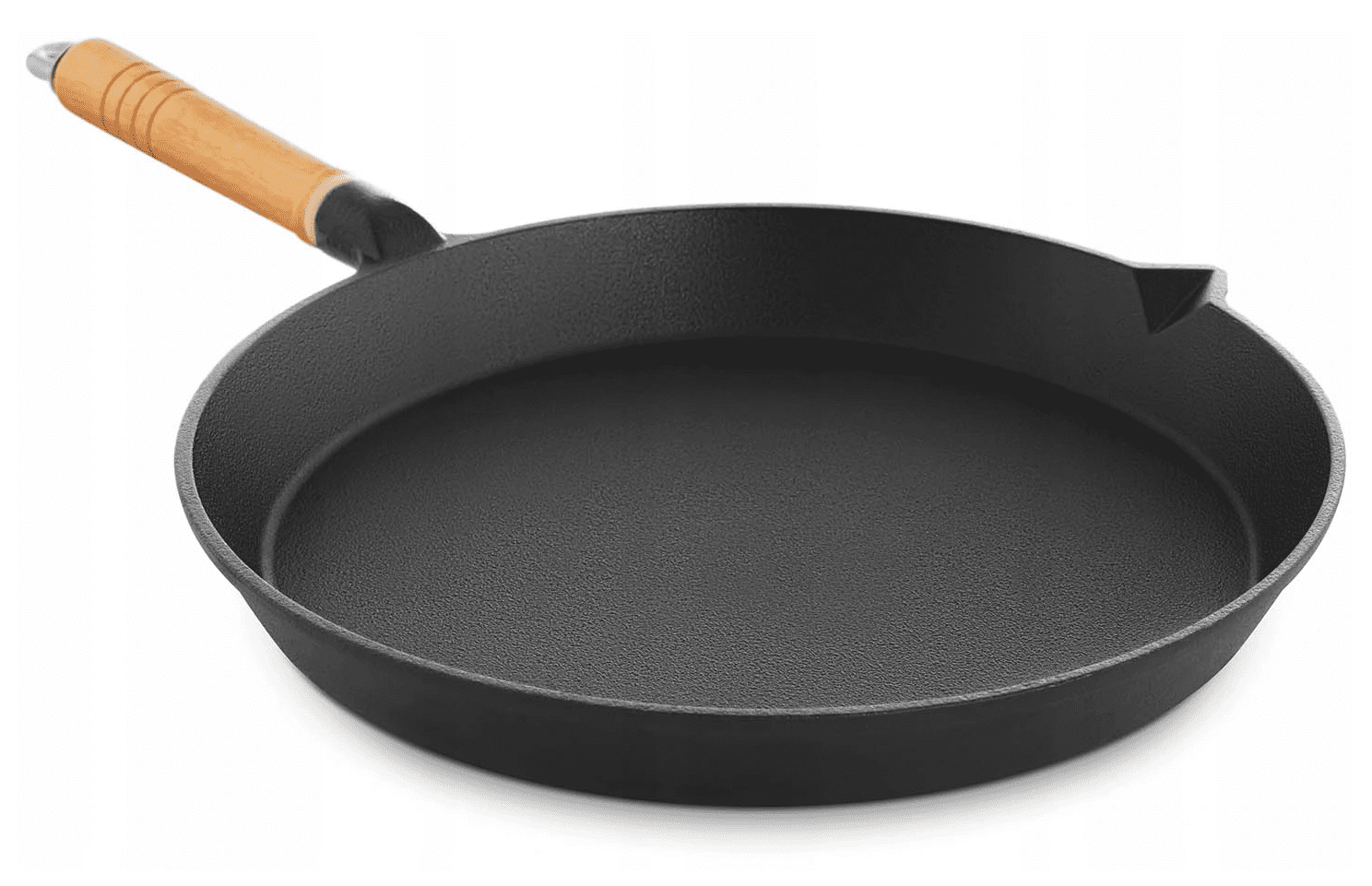 Gjutjärns stekpanna 30 cm, trähandtag, 5 cm hög