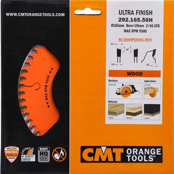 Sågklinga 160 x 2.2 x 20 mm 56t för MAKITA, Festool, BOSCH, PTFE, HM CMT Orange Tools 292.160.56H