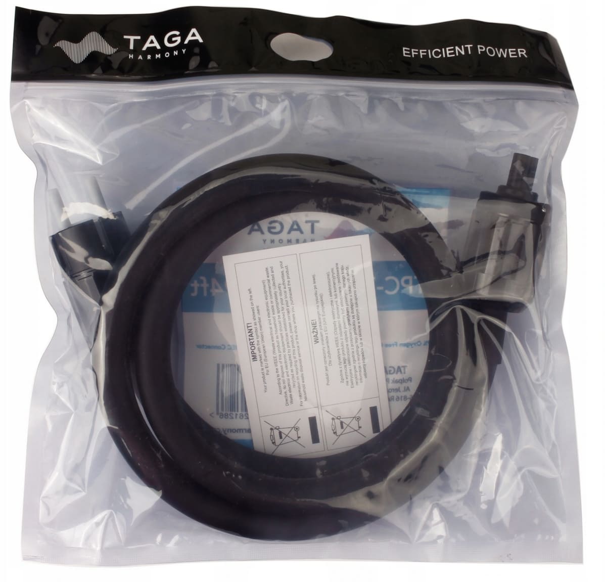 Nätkabel 1, 3m 10AWG för Hi-Fi, skärmad, Taga Harmony ETPC-C7-TS 230V