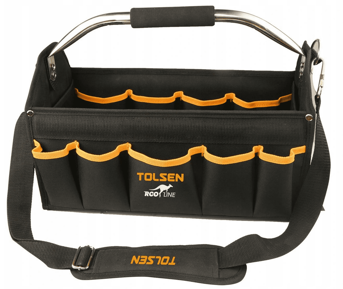 Tool Bag Open 1742 x 21 x 29 cm, 8 Compartments, 15 Pockets, Stainless Frame, Tolsen