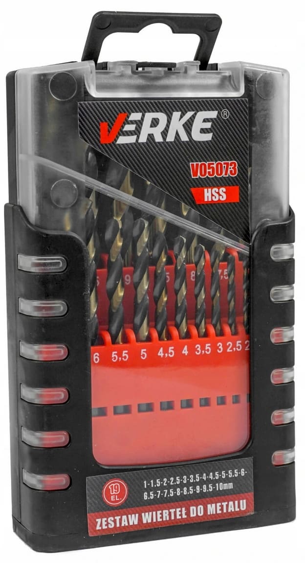 Metallborr sats 19st 1-10 mm, HSS TWIST DRILL, Verke