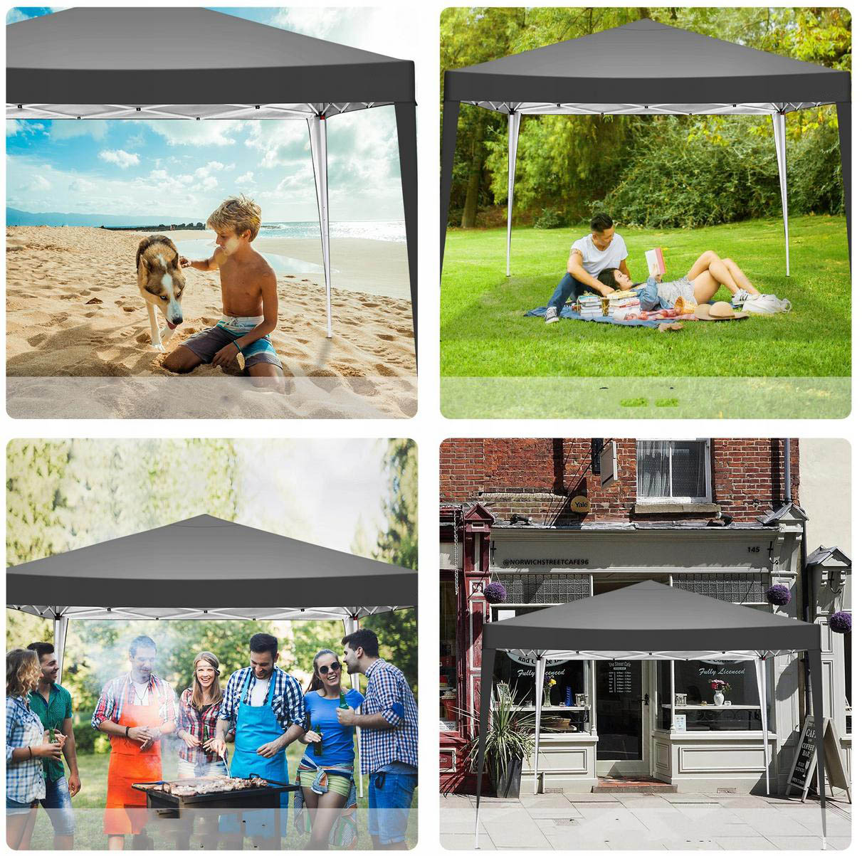 Paviljong 3 x 3m, snabbtält utan väggar (trädgårdstält, partytält)