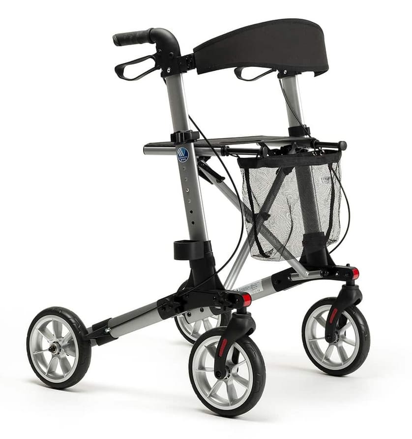 Rollator lättvikt, hopfällbar, bekväm sits, väska, max 130 kg, inom- och utomhusbruk, Vermeiren Quadri Light