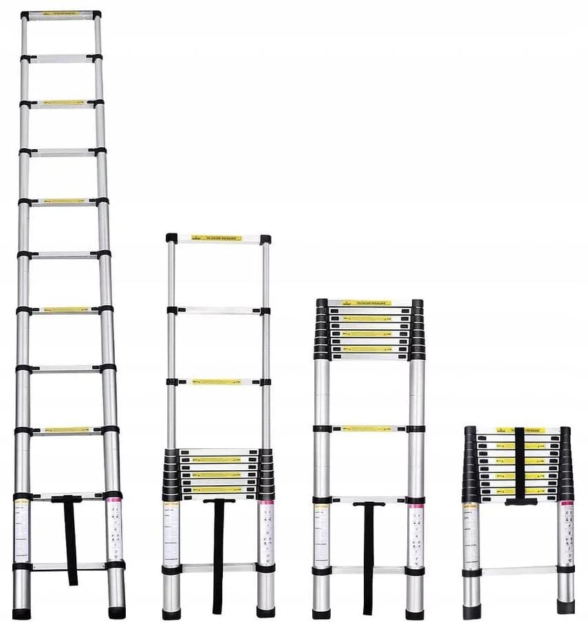 Teleskopstege 290-620 cm, kompakt utfällbart stege, aluminium, max 150 kg, CE