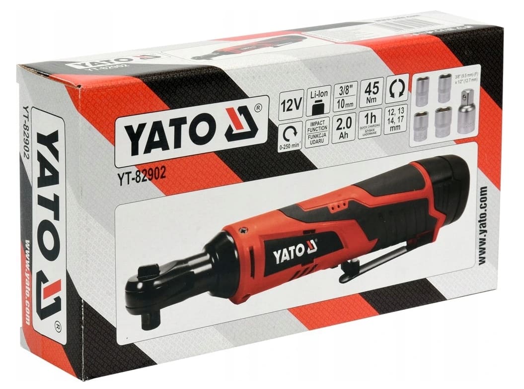 Sladdlös spärrskaft 45Nm, 1/2, 12V batteri 2, 0 Ah, YATO