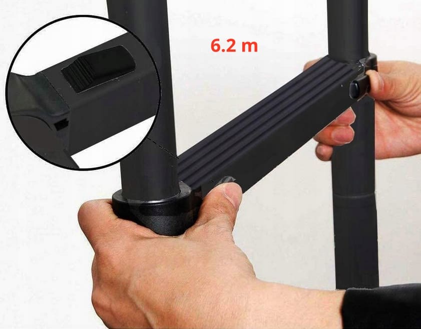 Teleskopstege 290-620 cm, kompakt utfällbart stege, aluminium, max 150 kg, CE