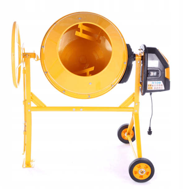 Concrete Mixer 200L 1500W 230V Cast Iron Ring Gear with Transport Wheels, Higher