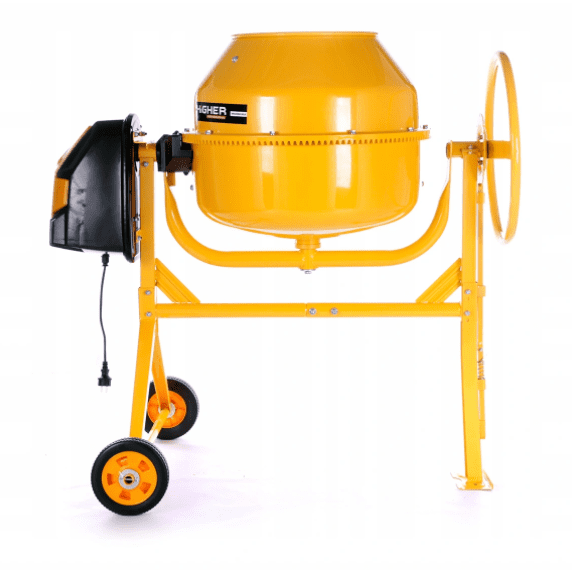 Concrete Mixer 200L 1500W 230V Cast Iron Ring Gear with Transport Wheels, Higher