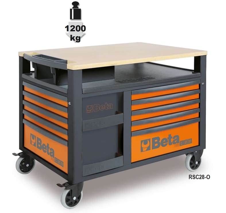 Tool Cart 10 Drawers Wooden Surface 1200 kg Capacity, BETA Tools