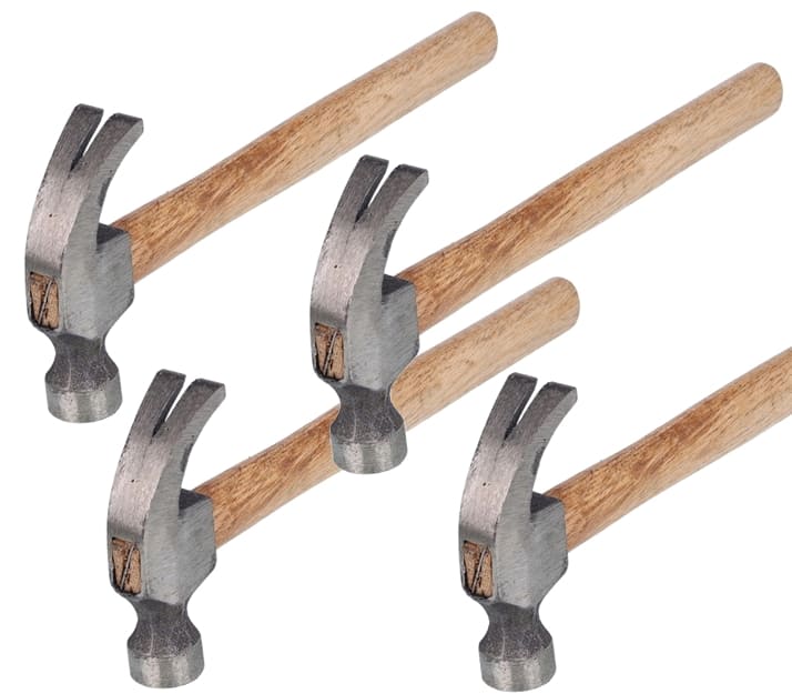 Carpenter's Hammer 4 pcs, Wooden Handle