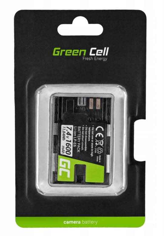 Batteri motsvarande Canon LP-E6, 1600 mAh, Green Cell