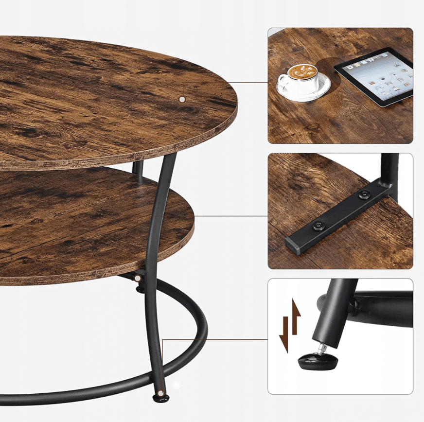 Runt kaffebord, soffbord, vintage rustik