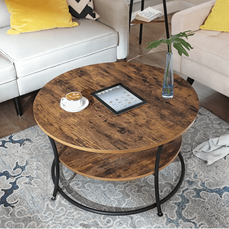 Runt kaffebord, soffbord, vintage rustik