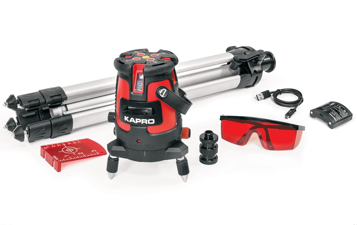 Självnivellerande krysslinjelaser 6 laserstrålar, 30m, laserpass Kapro 875 S Prolaser