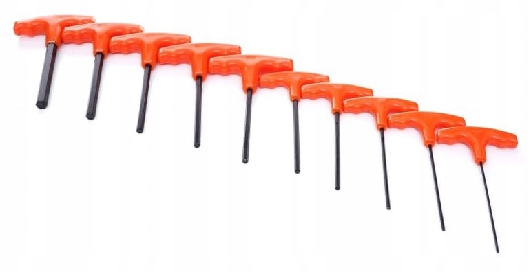 10Pcs T Handle Hexagon Key set. Contents:2.0; 2.5; 3.0; 4.0; 4.5; 5.0; 5.5; 6.0; 8 .0; 10.0; with Metal Stand. Keys Blackened