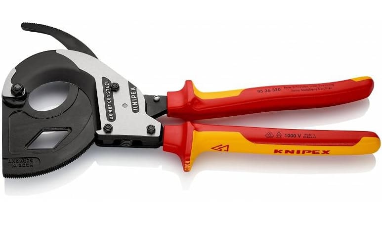 Wiresax, kabelsax spärrmekanism, treväxlad, för kapning av kablar och linor upp till 2 cm, KNIPEX