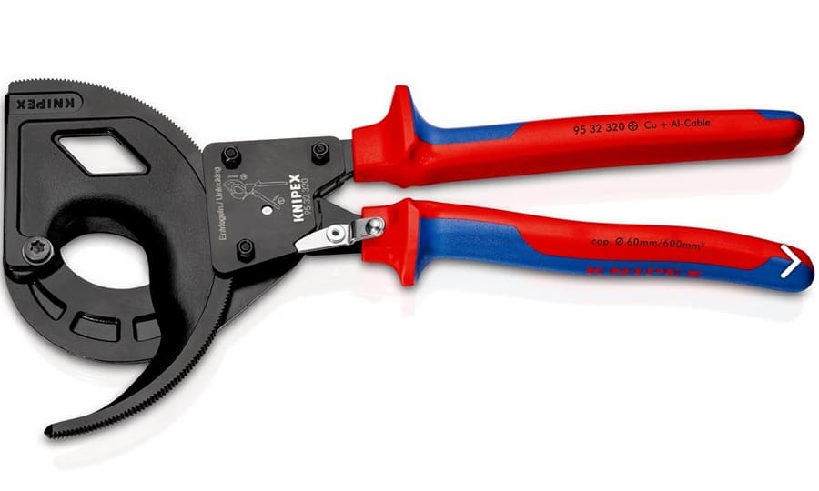 Wiresax, kabelsax spärrmekanism, treväxlad, för kapning av kablar och linor upp till 2 cm, KNIPEX