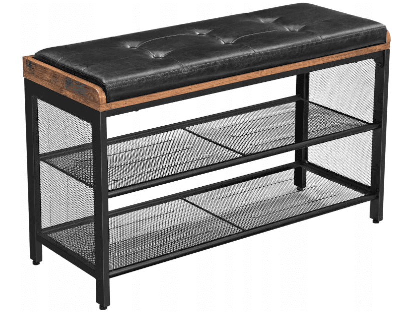 Skohylla med sittbänk, rustik 2st hyllor, vintage 80 x 30 x 48 cm