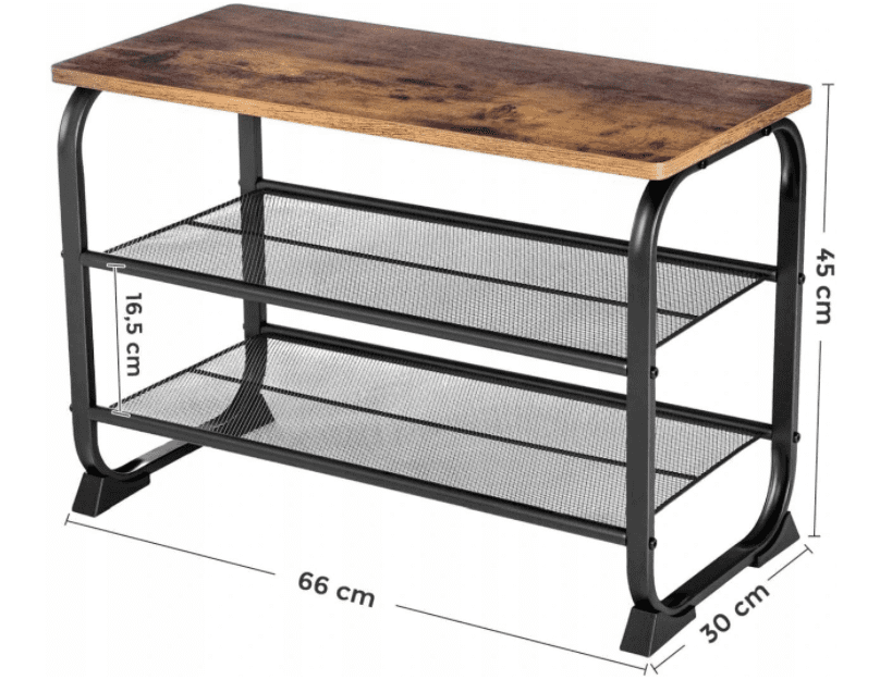 Skohylla med sits 30 x 66 x 45 cm svart