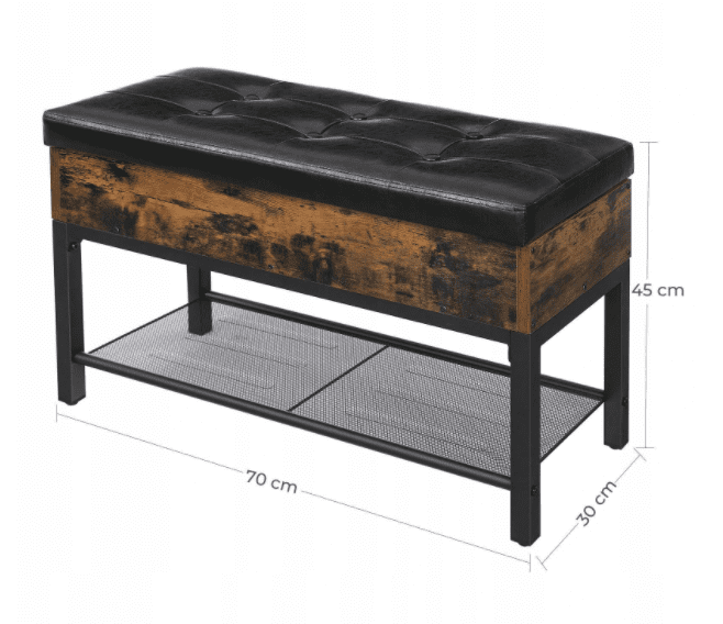Skohylla med sittbänk, rustik förvaringsbänk, vintage 70 x 30 x 45 cm