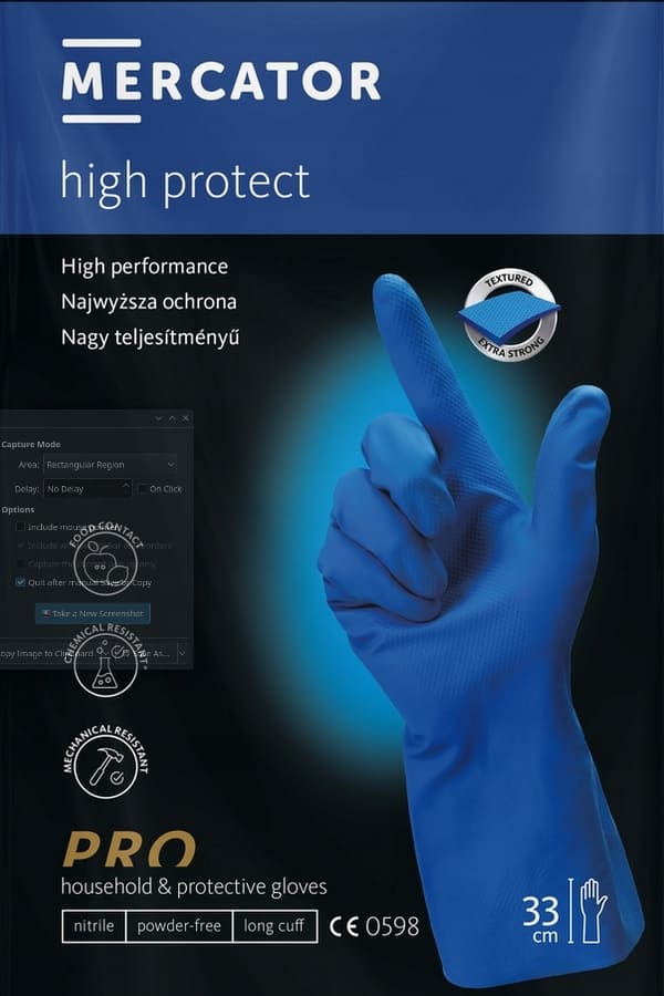 Nitrilhandskar 14 st (7 par), skyddshandskar Kat 3 Typ A, blåa, tål kemikalier, Mercator High Protect
